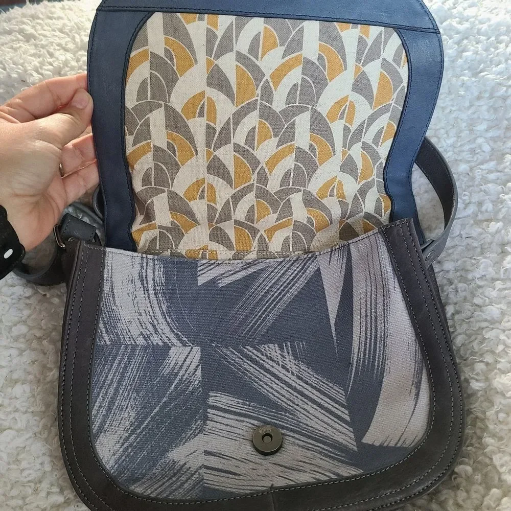 Nancybird‎ Gray Genuine Leather Crossbody Saddlebag